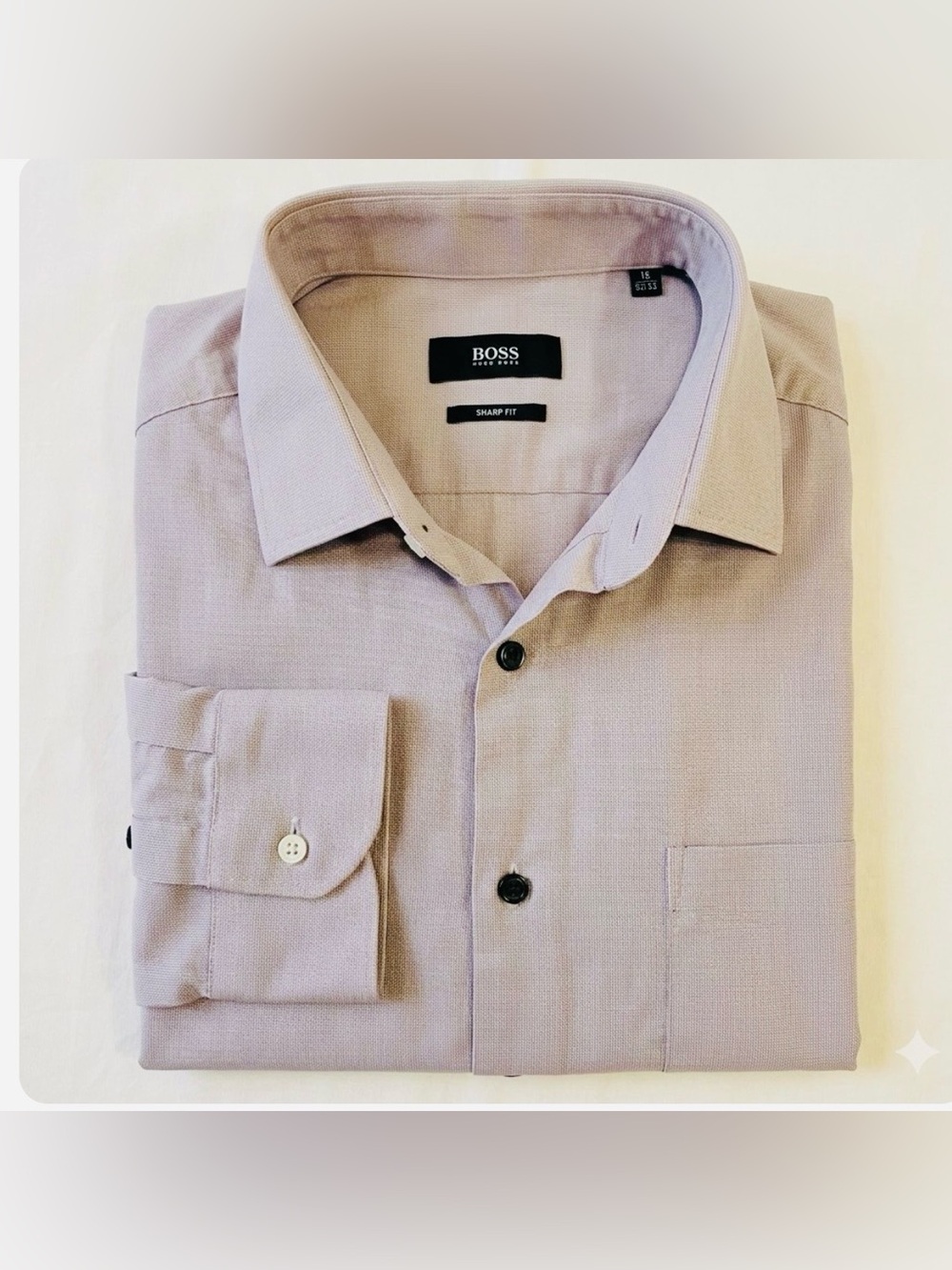 Hugo Boss Men's Dress Shirt Size 15 32/33 Sharp Fit Long Sleeve Light Gray/Lilac
